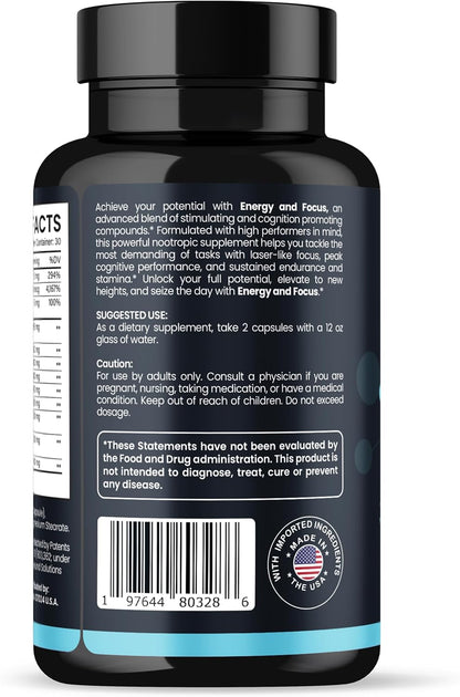Energy and Focus - Extra Strength 200mg – B Vitamins (B6, B12, Pantothenic Acid): Essential for energy metabolism – Image 8