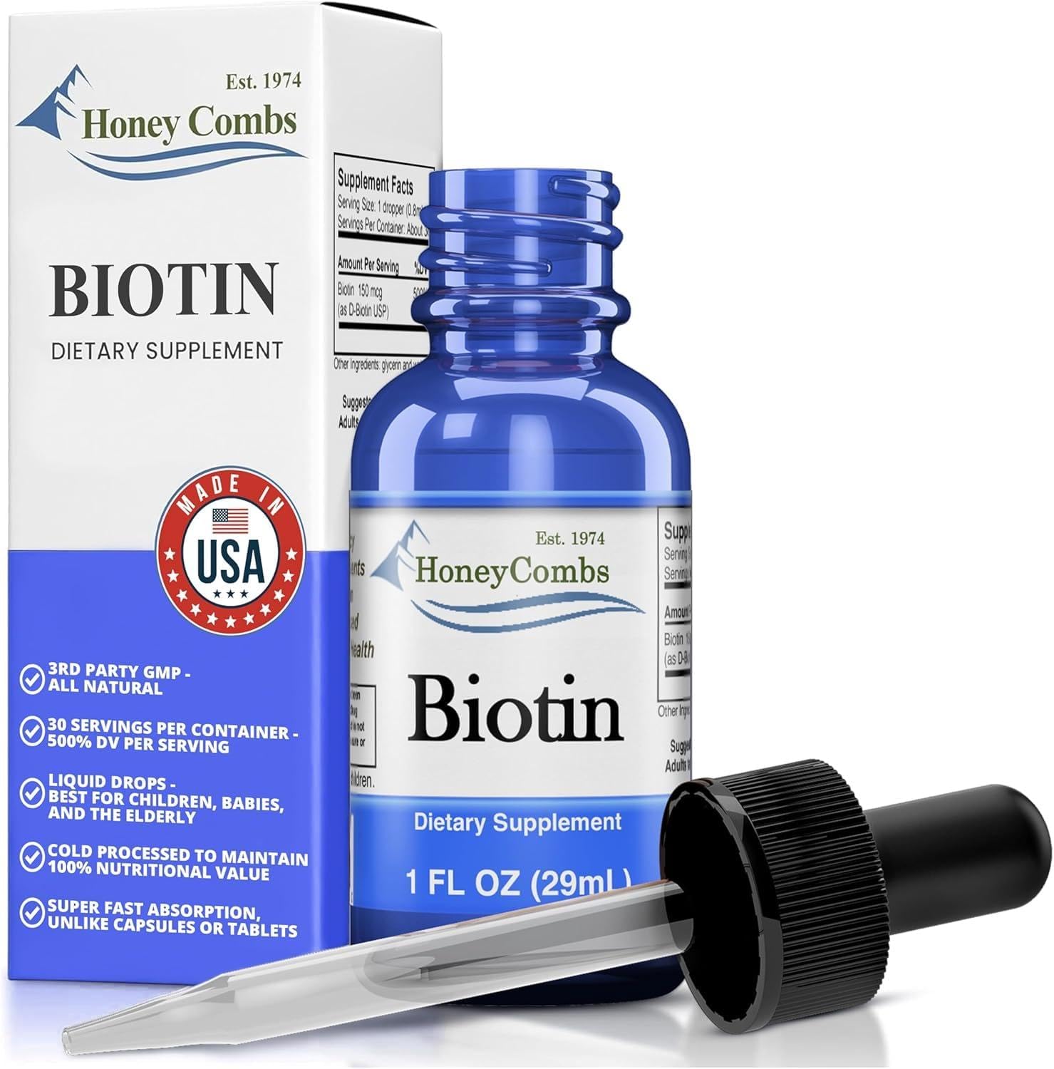 HoneyCombs Vitamin B7 (Biotin) Drops, 473 mL - görsel 3