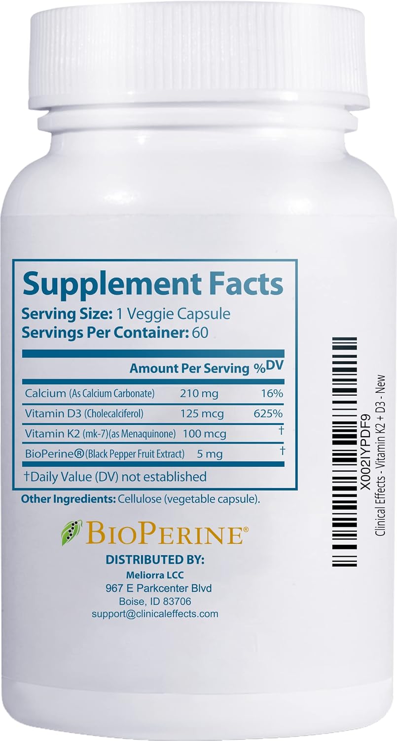 Clinical Effects Vitamin K2 + D3 with Bioperine Black Pepper Extract - 3 Pack - görsel 2