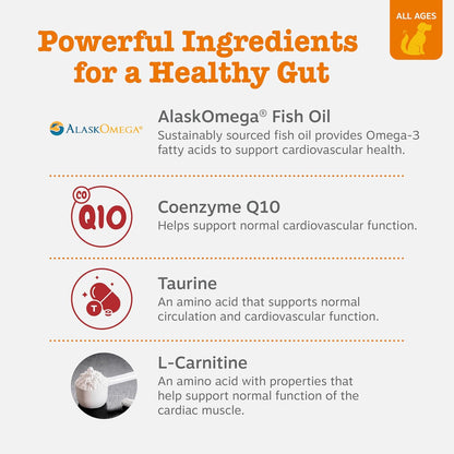 Zesty Paws Cardiovascular Support for Dogs - with CoQ10, Taurine, L-Carnitine & AlaskOmega Fish Oil - Senior Heart Health - Salmon Flavour - 90 Chews