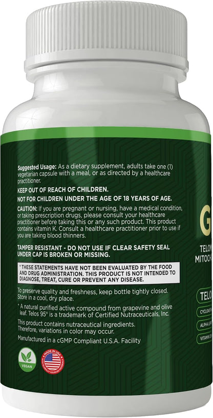 Genesis Telomere Length Supplement – Telos95® Astragalus Extract with CoQ10, D3, K2, ALA & Grape Seed | 30 Vegan Capsules – Image 8