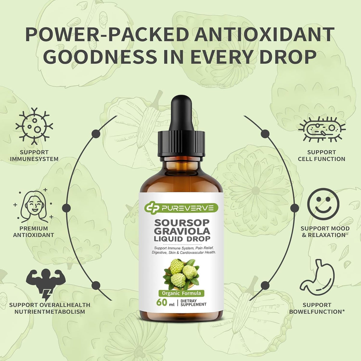 Soursop Graviola Liquid Drop for Cell – Digestive and Gut Health – Dandelion and gentian bitters stimulate – Image 3