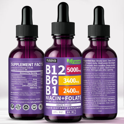 NUSAVA Vitamin B12 Liquid Drops 5000mcg with – Cardiovascular health – Image 9