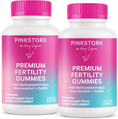 Pink Stork Fertility Gummies for Women's - CoQ10, Myo-Inositol, Methylated Folate - 60 Count