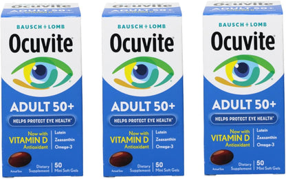 Ocuvite Adult 50+ Eye Vitamin - Lutein, Zeaxanthin & Omega-3, 150 Soft Gels (Pack of 3)