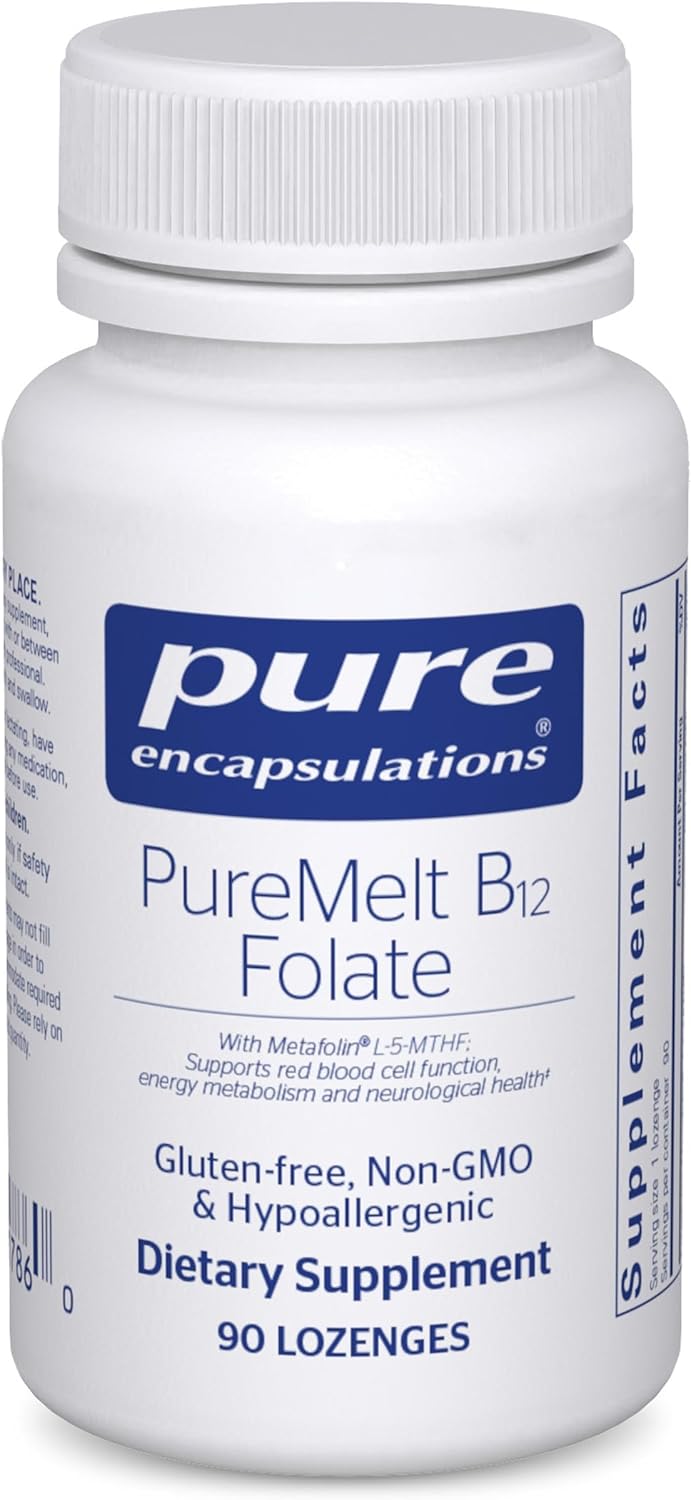Pure Encapsulations PureMelt B12 Folate - Active B Vitamin with L-5-MTHF - Energy & Nerve Support - 90 Lozenges - görsel 1
