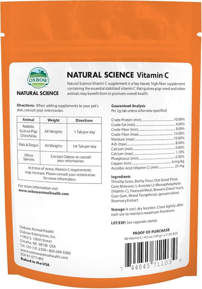Oxbow Natural Science Vitamin C Supplement for Guinea Pigs, Rabbits & Chinchillas - 4.2 oz (6 Pack)