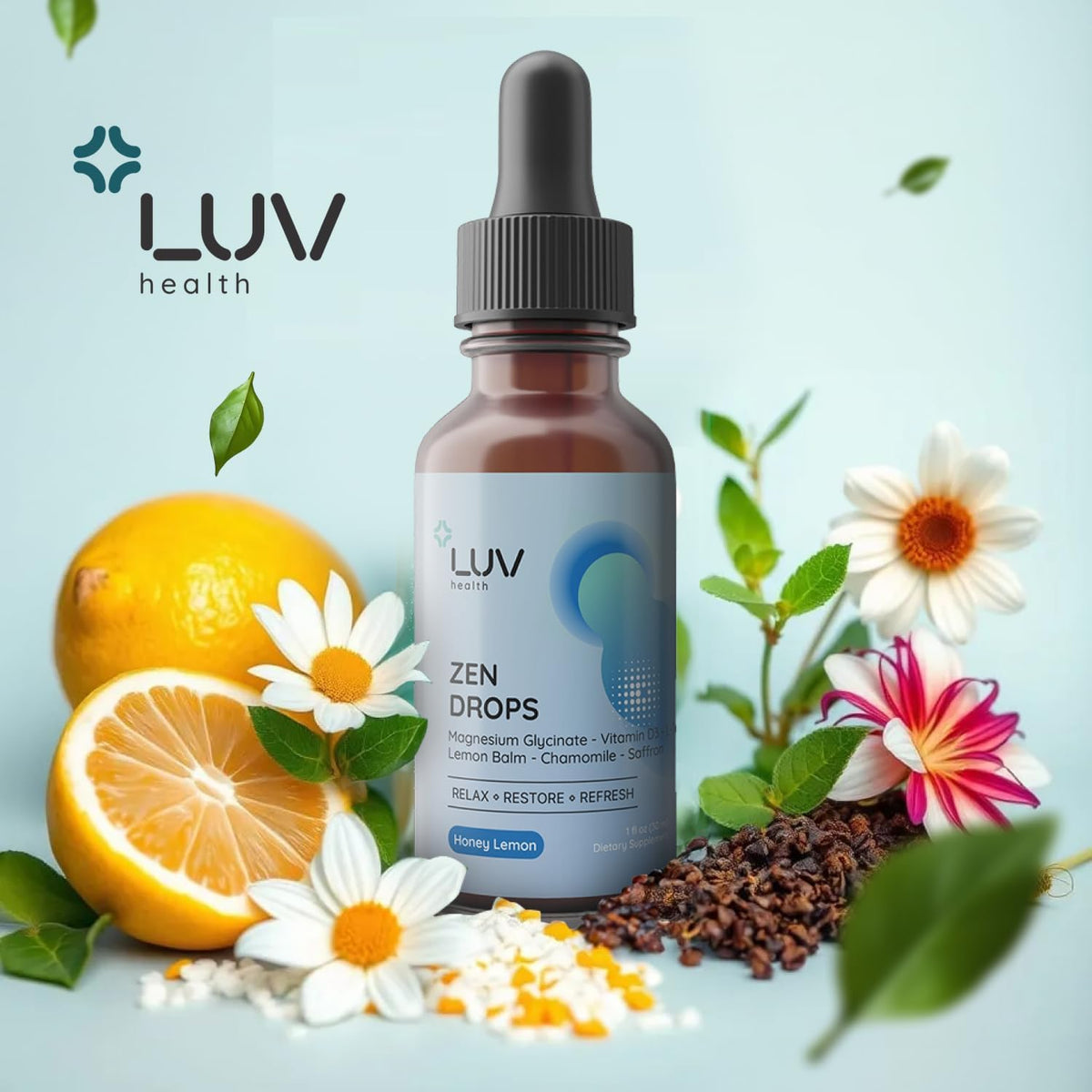 LUV Zen Drops: Anxiety and Stress Support – Magnesium Glycinate: A highly absorbable form of magnesium that may – Image 6