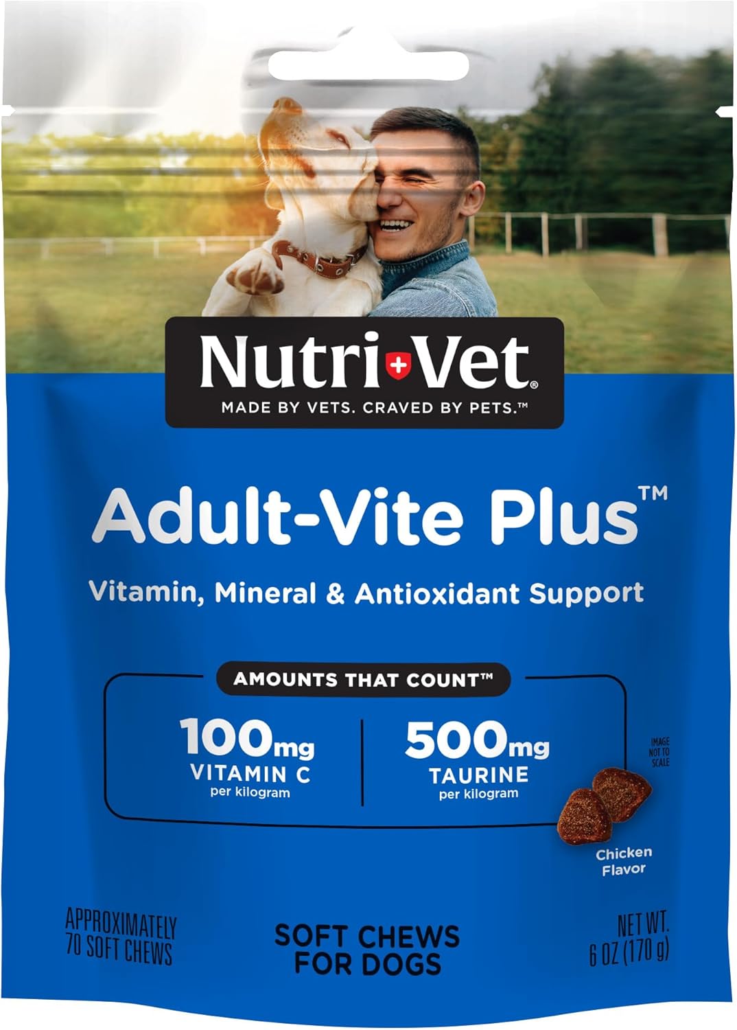 Nutri-Vet Adult-Vite Plus Dog Multivitamin Soft Chews, Daily Dog Supplement with Vitamins Minerals and Antioxidants, Supports Skin, Immune, Joint, and Gut Health, Tasty Chicken Flavour, 70 Count - görsel 1