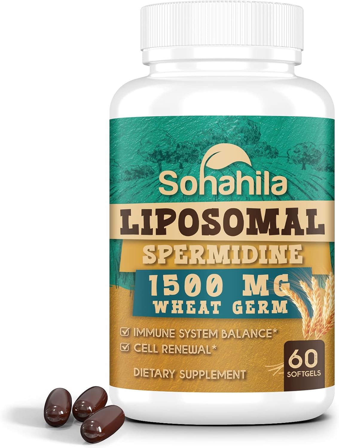 Sohahila Spermidine Supplement 15 mg – Liposomal with Zinc & Thiamine, 60 Softgels - görsel 1