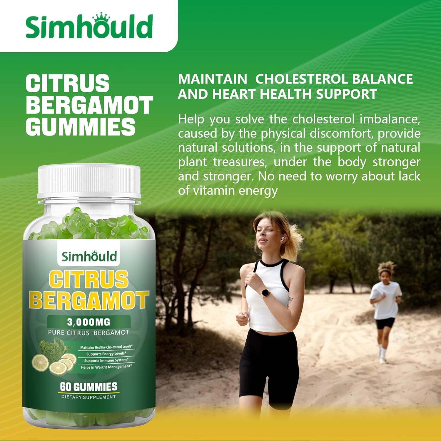 Citrus Bergamot Gummies 3000mg – Cholesterol & Immune Support Supplement, Vegan, Lime Flavour (60 Count) - görsel 4