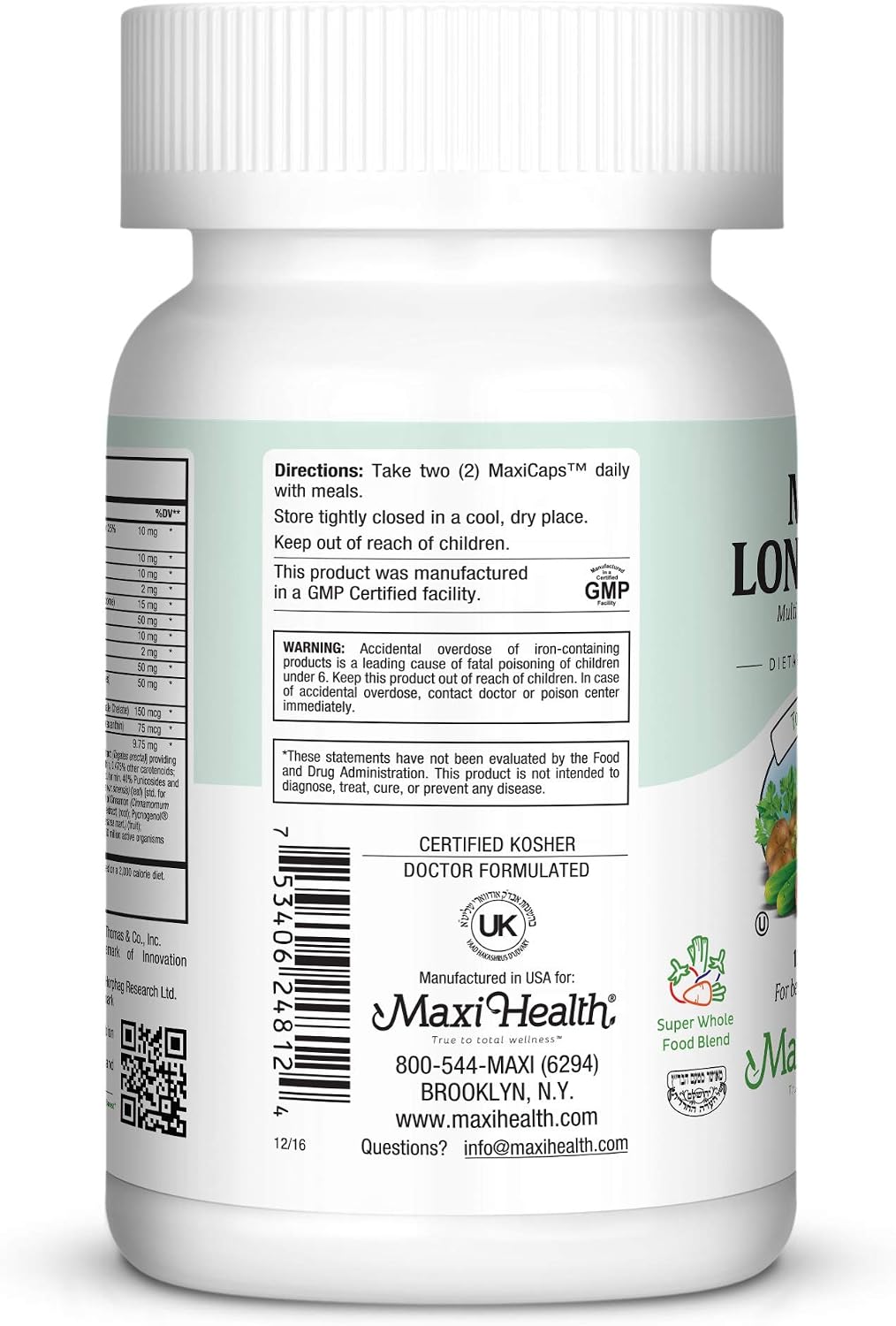 Maxi Health Multivitamin 50 Plus - Daily Multivitamin for Women Over 50 with Vitamin B12, D, Zinc, Magnesium & More - Energy, Immune & Heart Support - Non-GM (120 Tablets) - görsel 4