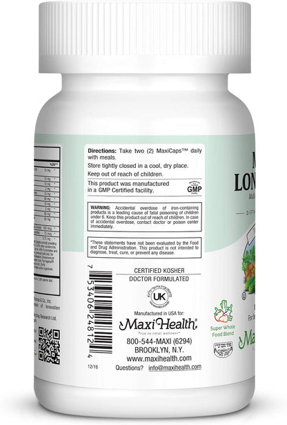 Maxi Health Multivitamin 50 Plus - Daily Multivitamin for Women Over 50 with Vitamin B12, D, Zinc, Magnesium & More - Energy, Immune & Heart Support - Non-GM (120 Tablets)