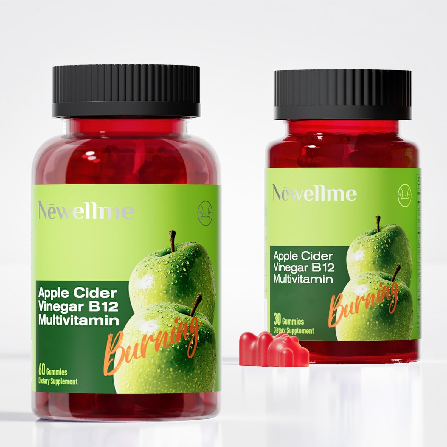 NEWELLME Apple Cider Vinegar Gummies with B12 - ACV Supplement Gummy Vitamins, Energy & Detox | Vegan, Non-GM & Gluten Free (60) - görsel 8
