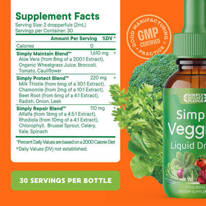 Simply Nature's Pledge Fruit and Vegetable Supplement - Liquid Drops - Wholefood Superfoods