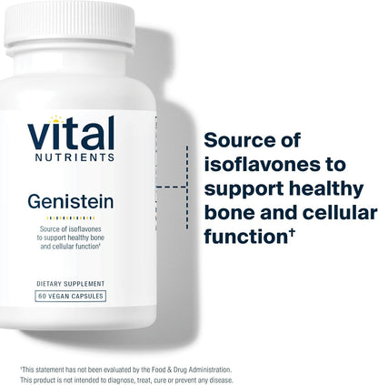 Vital Nutrients Genistein – Easily Absorbed Isoflavones for Bone Health Support – Vegan, Non-GMO, Gluten & Dairy Free – 60 Capsules