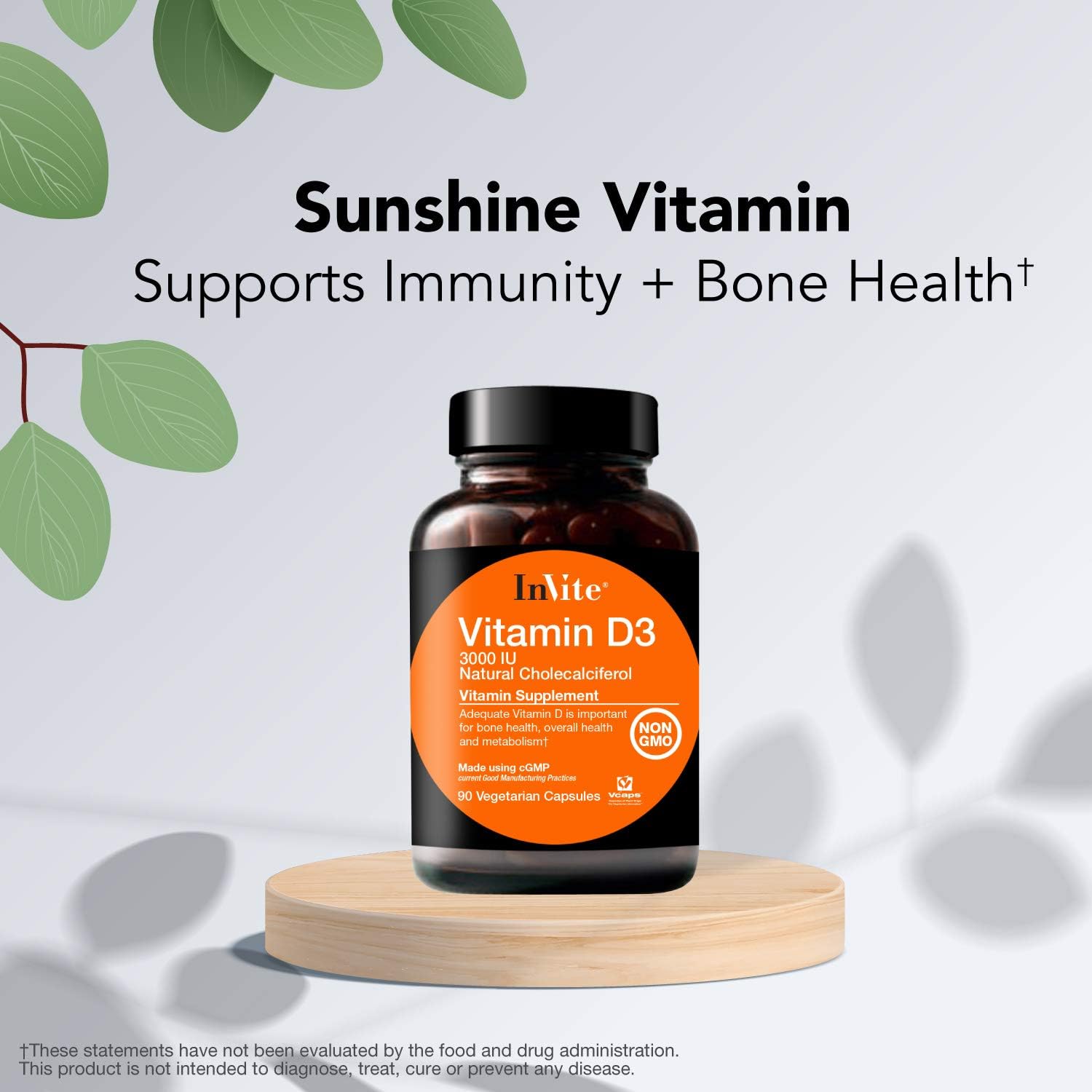 Invite Health Vitamin D3 3000 IU – 90 Vegetarian Capsules - görsel 1