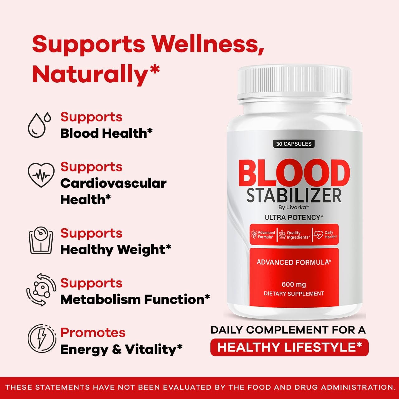 (3 Pack) Blood Stabiliser Supplement - Original Blood Stabiliser Advanced Blood Formula Capsules, BloodStabiliser All Nature's Pills - Maximum Strength, Premium Vitamin, 90 Capsules for 3 Months - görsel 3