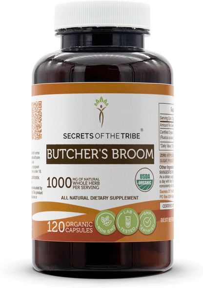 Secrets of the Tribe Butcher's Broom Organic Capsules, 60 Capsules