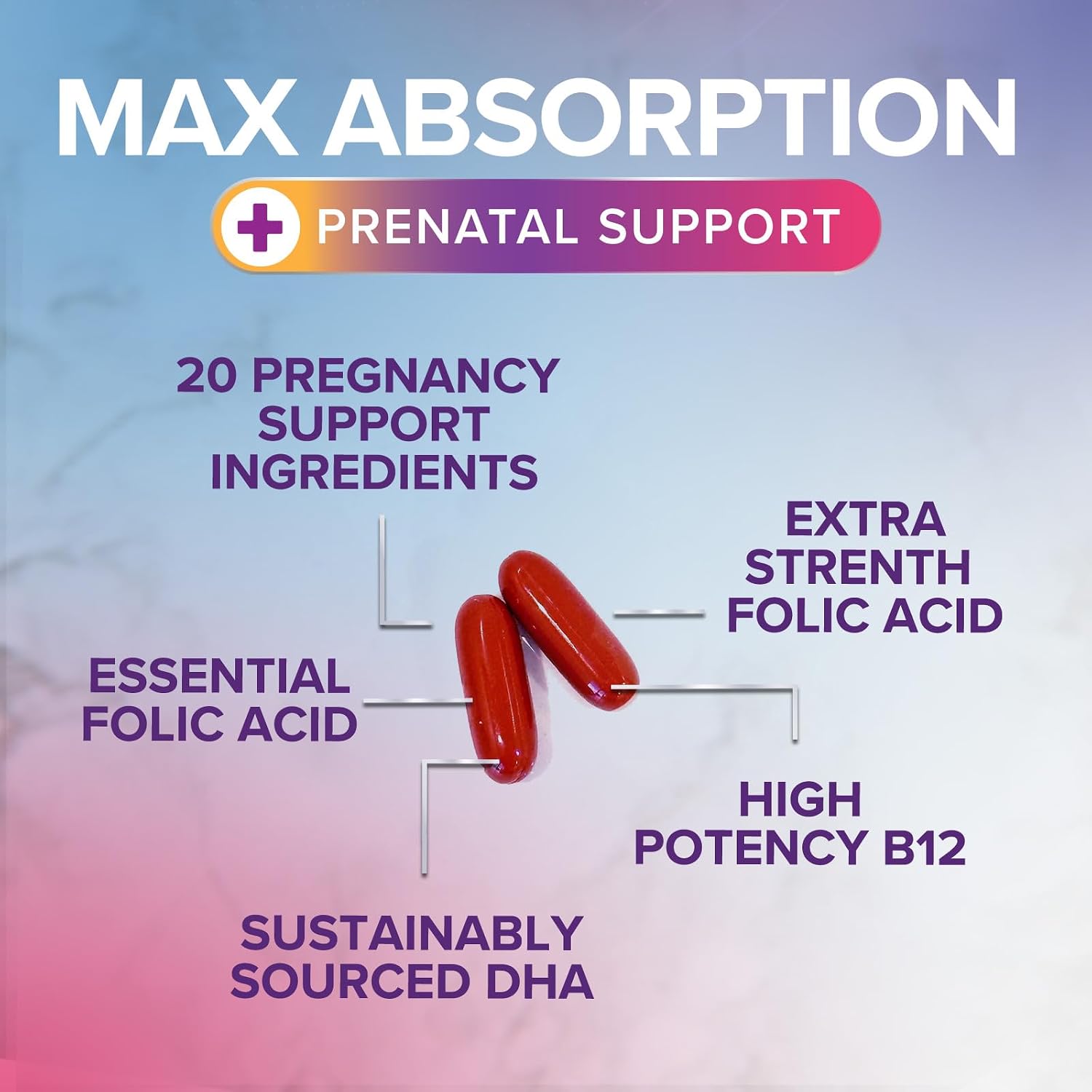 Prenatal Vitamins for Women with Folic Acid and Omega-3 DHA - 120 Softgels - görsel 3