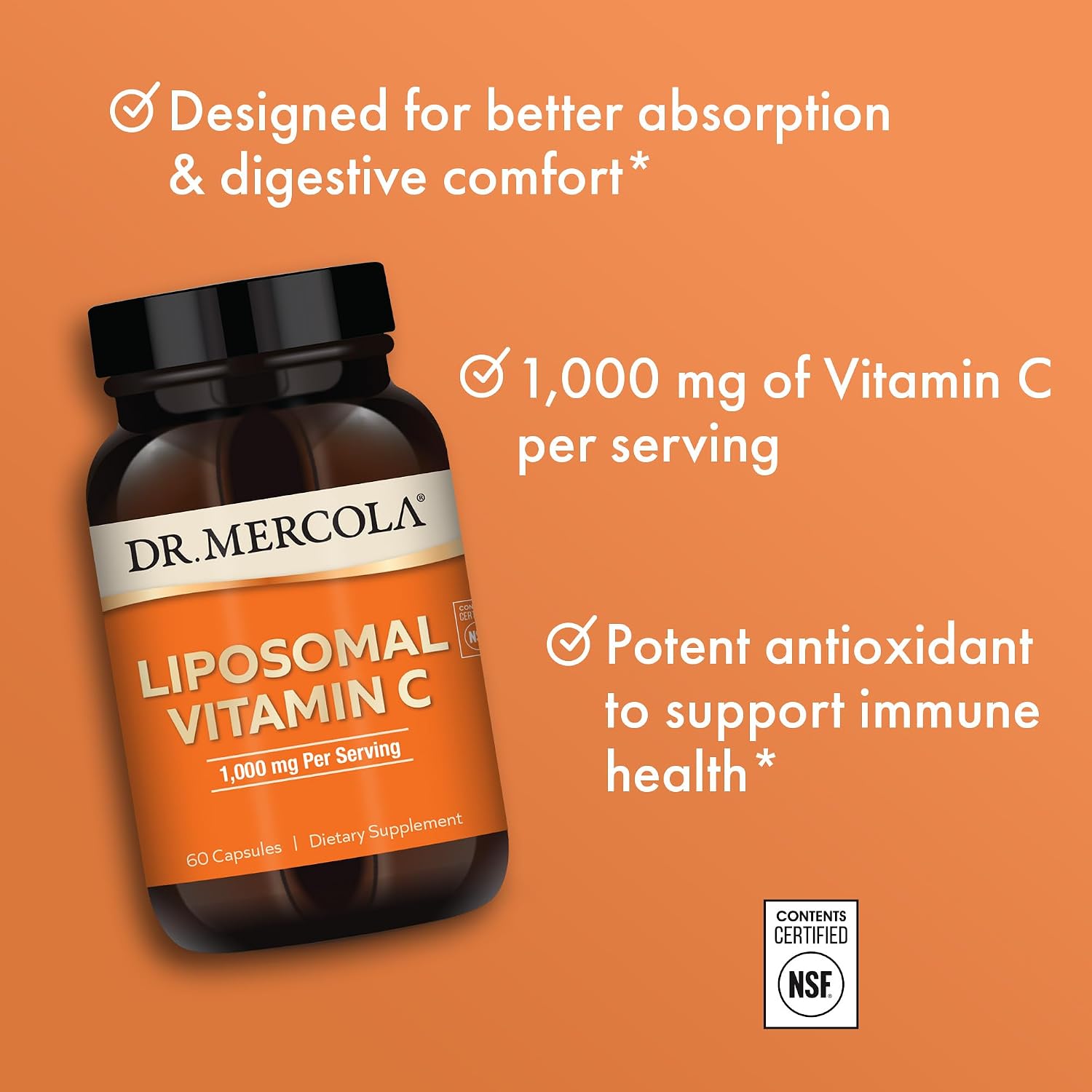 Dr. Mercola Liposomal Vitamin C - 1,000 mg - 60 Capsules (30 Servings) - görsel 4