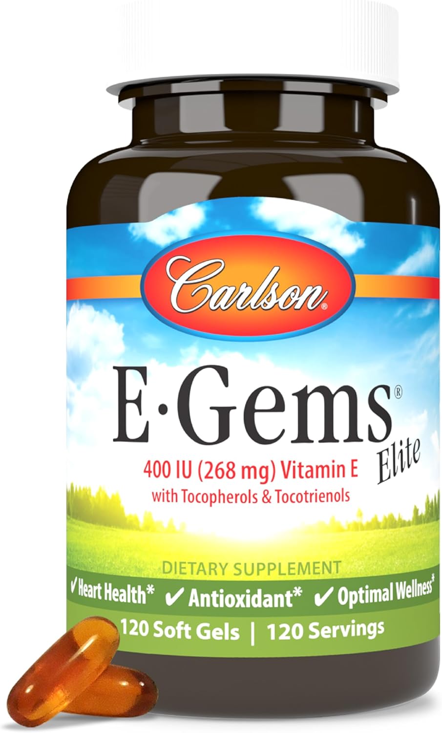 Carlson E-Gems Elite 400 IU Vitamin E with Tocopherols & Tocotrienols, 240 Softgels - görsel 9