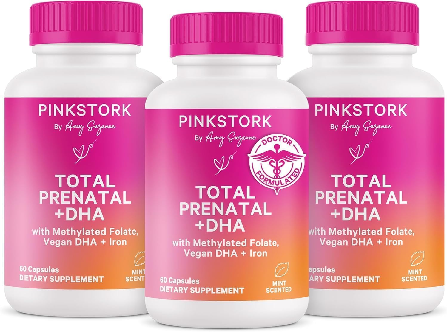 Pink Stork Total Prenatal Vitamins - 60 Count, Mint - Vegan DHA, Methylfolate, Iron, Choline - görsel 10
