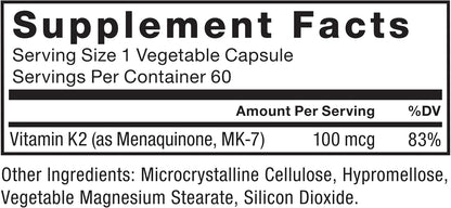 Force Factor MK-7 Vitamin K2 100mcg, Bone Support, Heart Health, Bioavailable, Vegan, Non-GM, 60 Vegetable Capsules