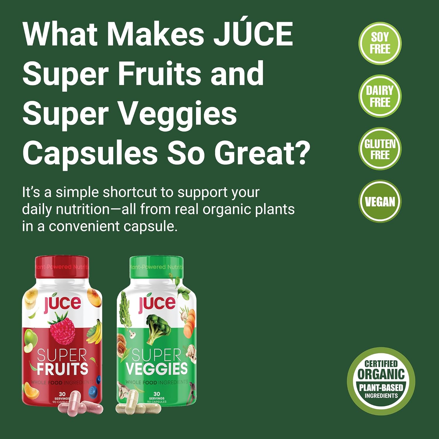 Juce Original Formula - Organic Super Fruit & Veggies Supplement - 180 Capsules - görsel 3