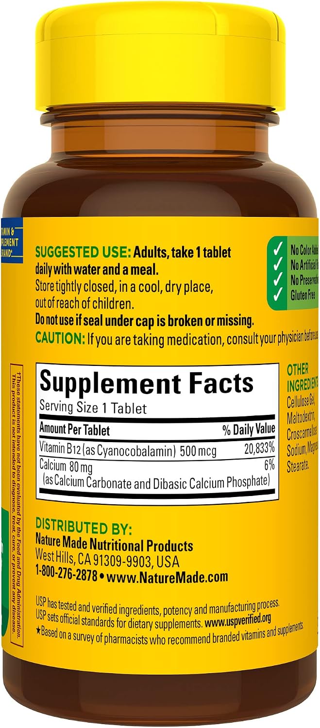 Nature Made Vitamin B12 500 mcg, 100 Tablets - görsel 8