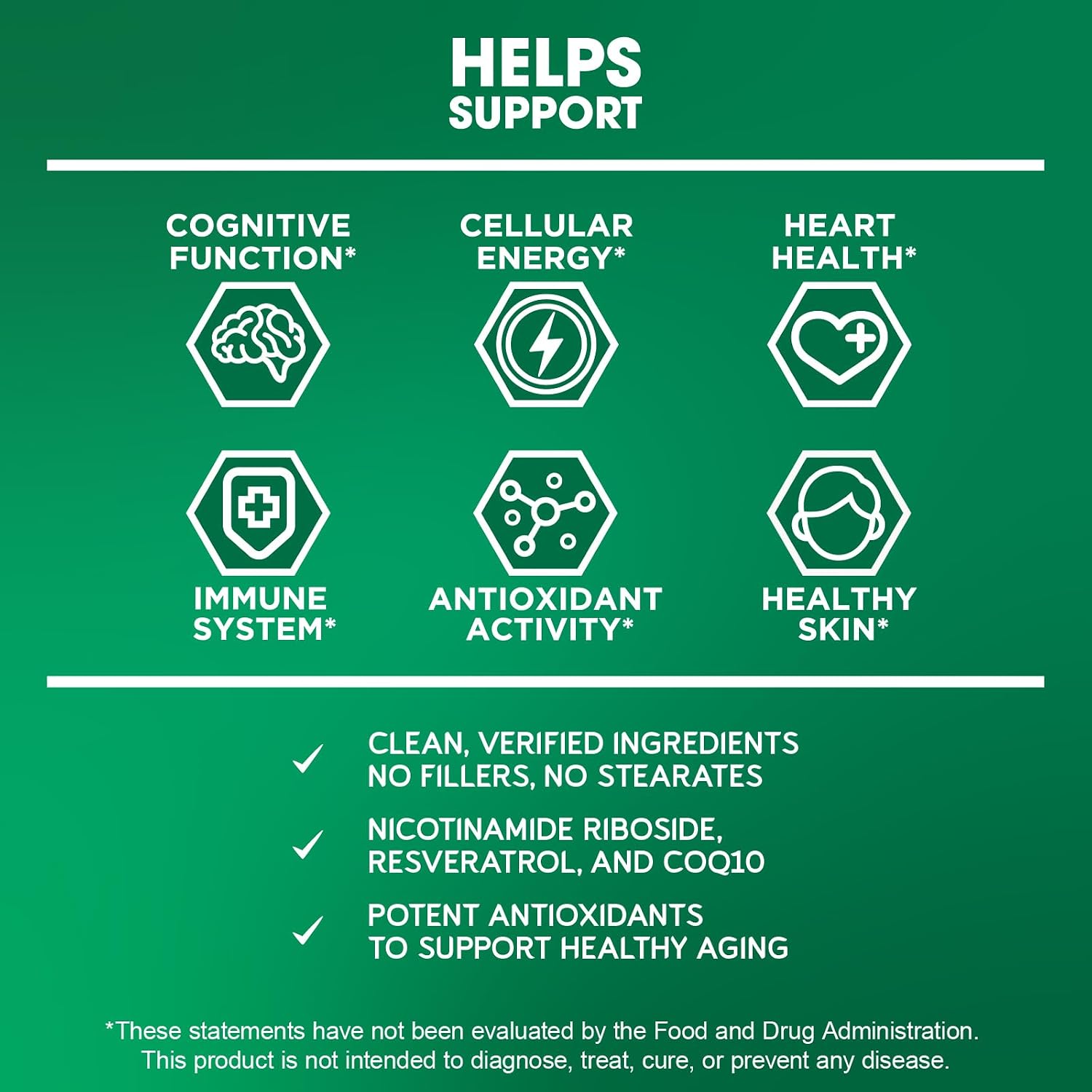 BioEmblem NAD+ Supplement | 300 mg Nicotinamide Riboside with CoQ10 & Resveratrol | Supports Healthy Ageing, Cellular Energy and Cognitive Function | Non-GM, Gluten Free - 45 Capsules - görsel 4