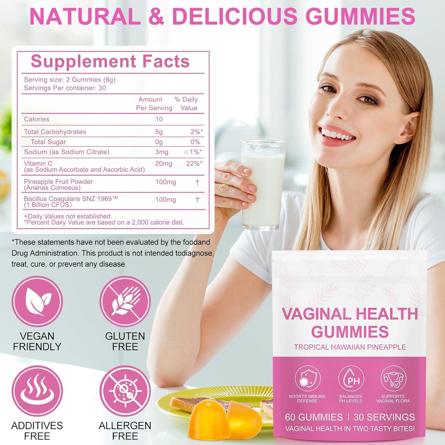 2-Pack Vaginal Probiotics Health Gummies – Premium Feminine Balance Gummies for Prenatal & Postnatal Women's - görsel 8