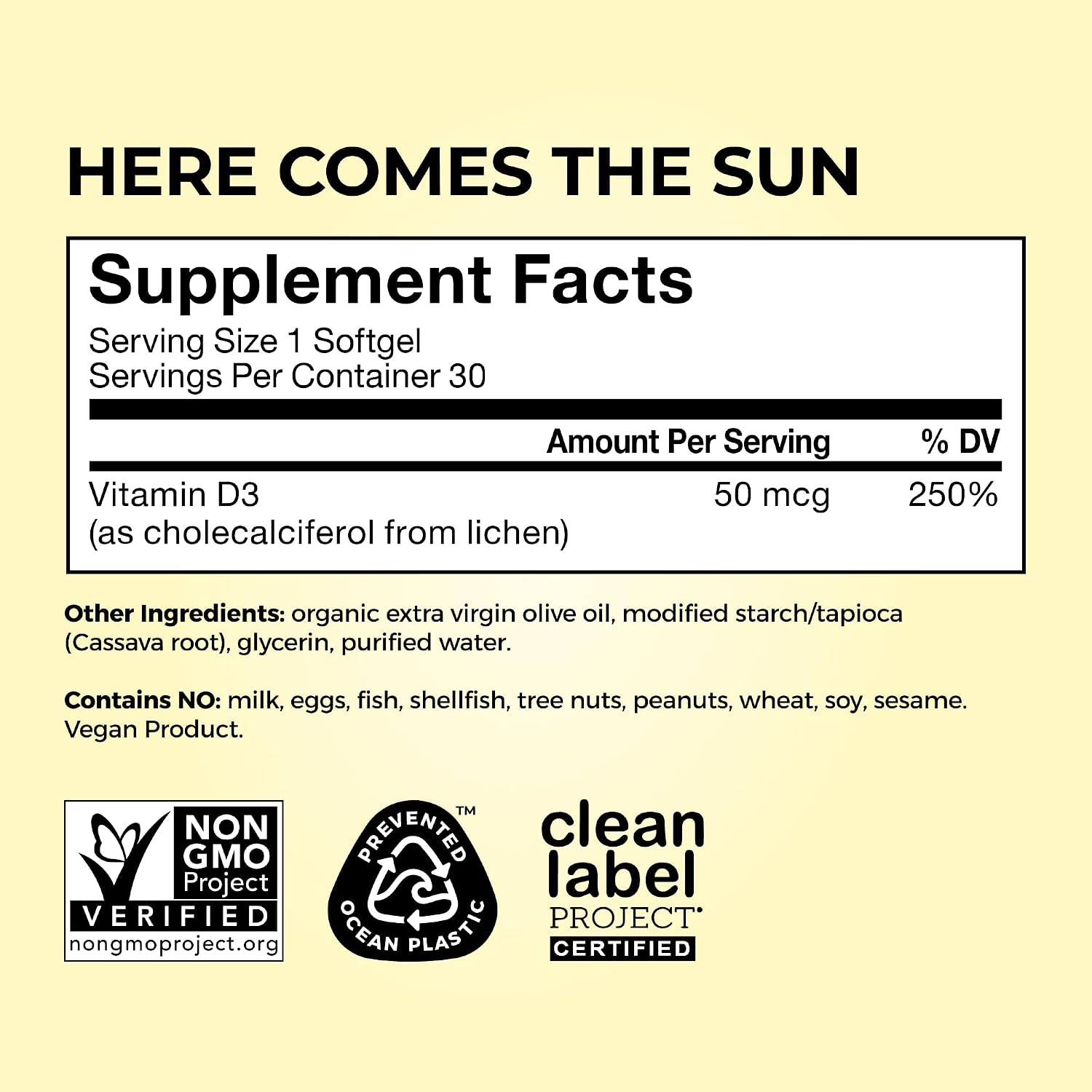 HUM Here Comes The Sun - Vegan Vitamin D3 Immune Support Supplement (2000 IU, 30 Softgels) - görsel 5