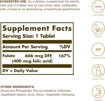 Solgar Folic Acid 400 mcg, 250 Tablets – Image 2