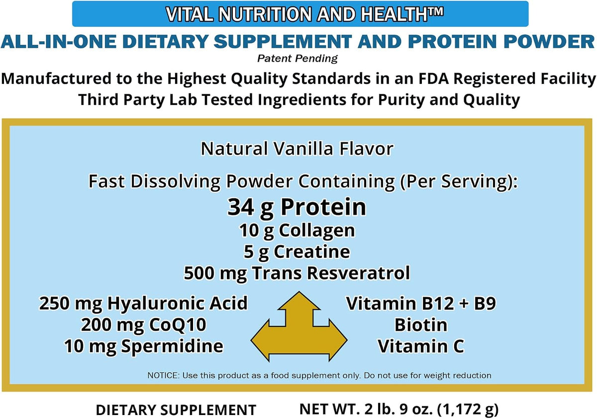 All-in-One Powder: Protein, Collagen, Creatine, Resveratrol, Spermidine, Hyaluronic Acid, CoQ10 & Essential Vitamins – Image 4