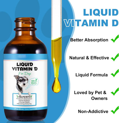Vitamin D for Dogs, Liquid Vitamin D for – Supports Hip & Joint Health: By aiding calcium metabolism, vitamin D – Image 3