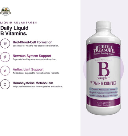Buried Treasure B Complete Liquid Vitamin B Complex – Methylated B12 & B9, Vegan, Sugar free