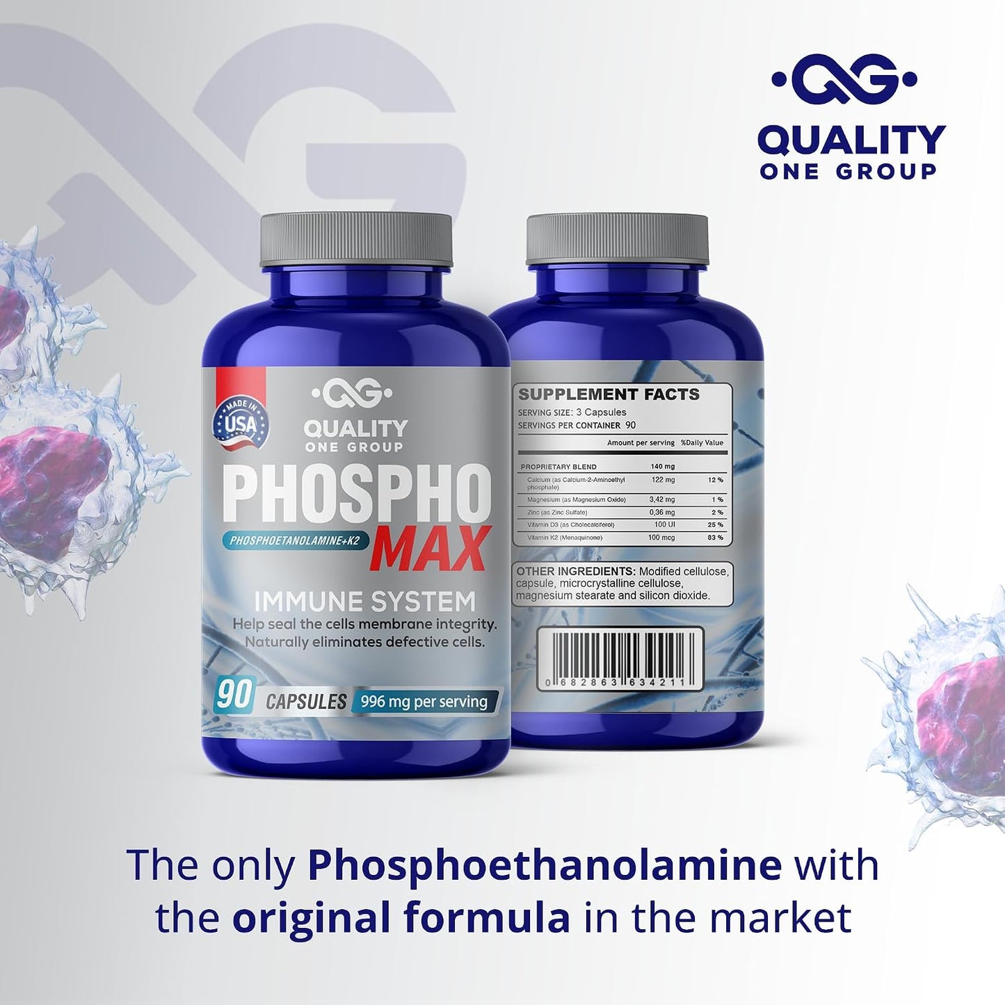Fosfoetanolamina – Phosphoethanolamine Supplement with Vitamin D3 & K2, 270 Capsules - görsel 3