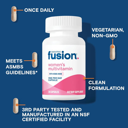 Bariatric Fusion Bariatric Multivitamin with Iron for Women – Hair, Skin & Nails Complex – 30 Capsules (1 Month)