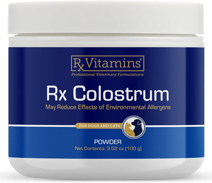 Rx Vitamins Colostrum for Dogs & Cats - Whole Bovine Colostrum Powder - Immune & Digestive Health - 3.52 oz (100g)