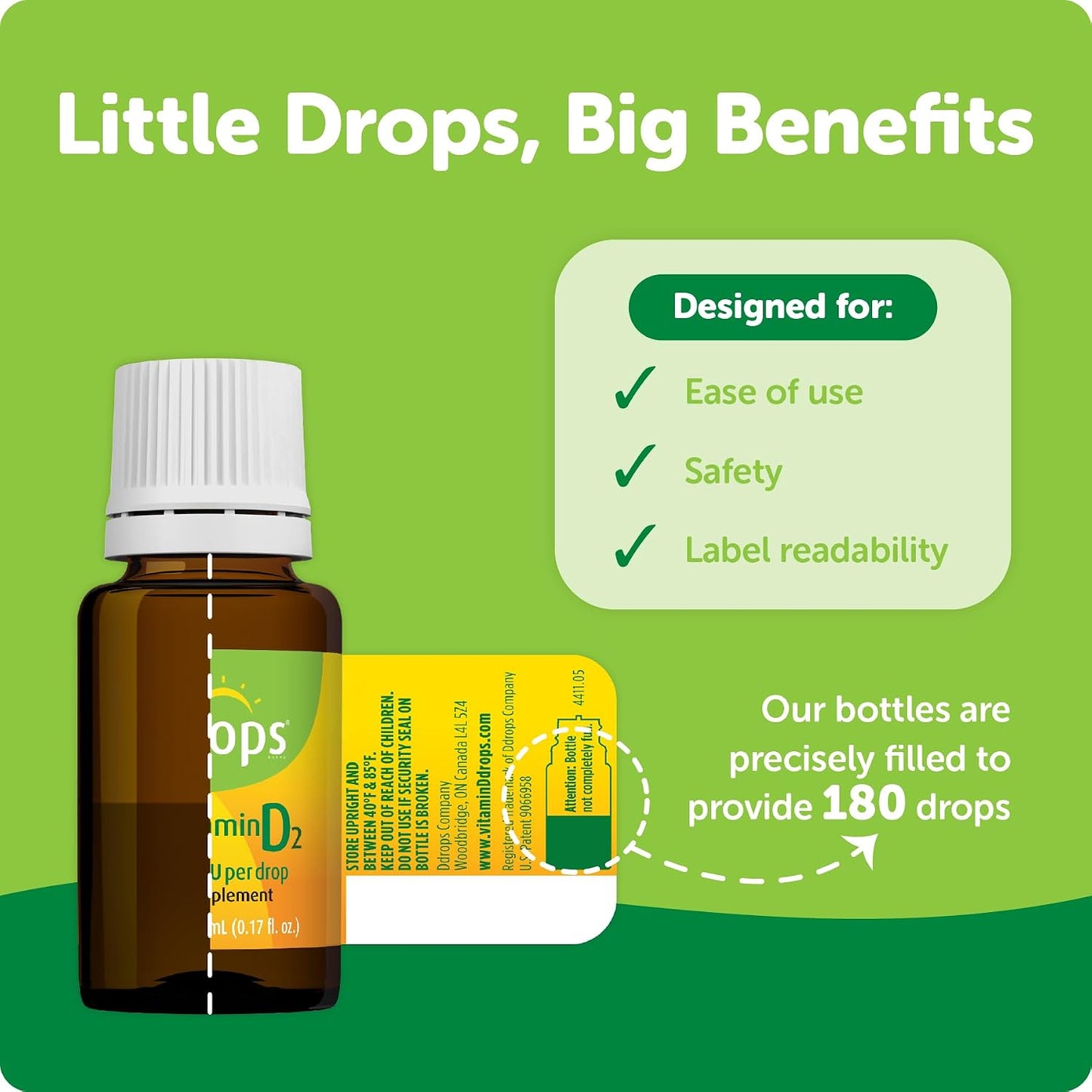 Ddrops Vegan Vitamin D2 1000 IU Liquid Drops, 180 Drops - görsel 2