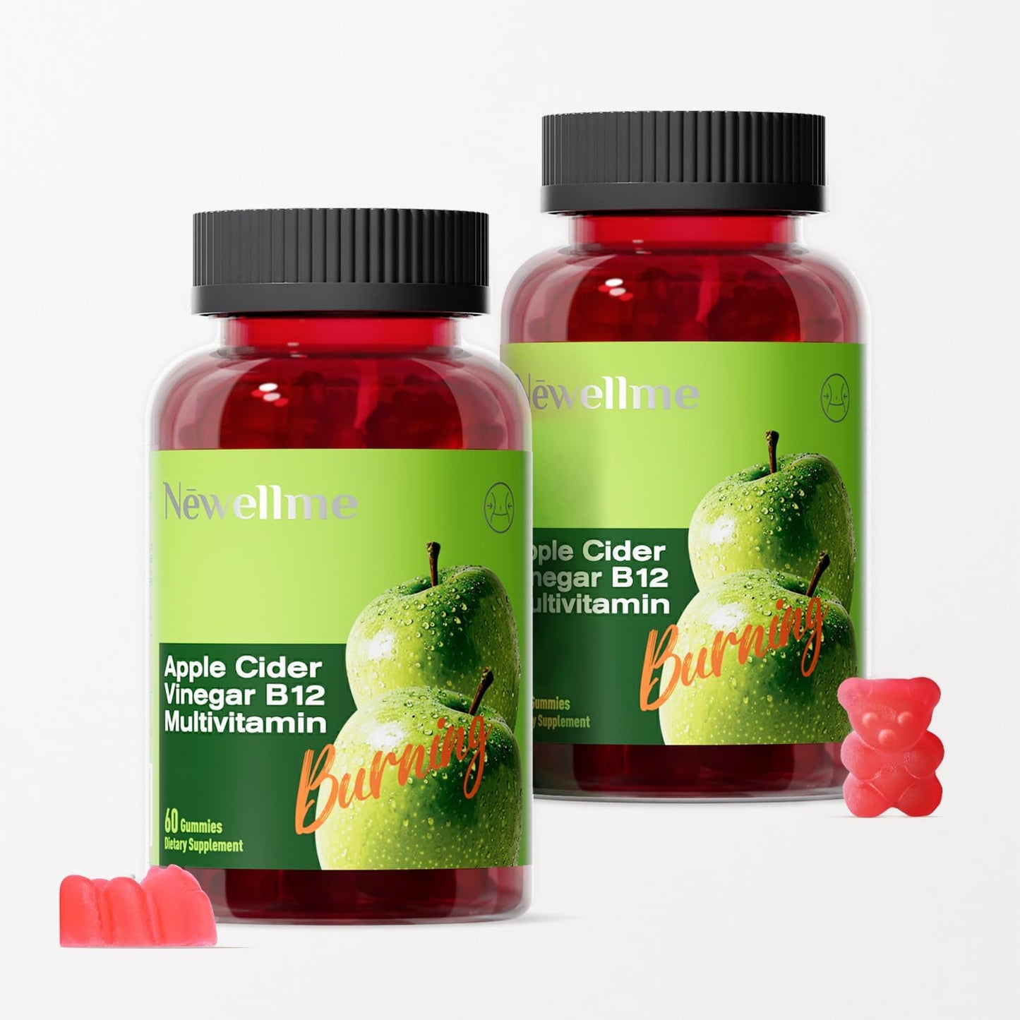 NEWELLME Apple Cider Vinegar Gummies with B12 - ACV Supplement Gummy Vitamins, Energy & Detox | Vegan, Non-GM & Gluten Free (60) - görsel 10