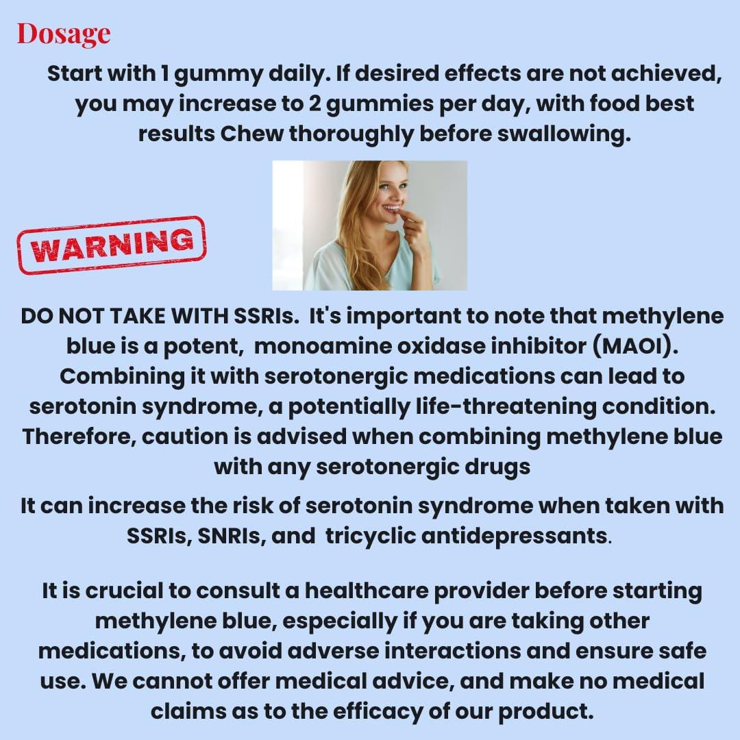 Methylene Blue Gummies 12mg – Cognitive Support with Methylated B12, NAD, and Antioxidants – Image 8