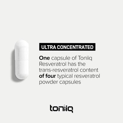 Toniiq Ultra High Potency Trans Resveratrol 1000mg – 98% Pure – 60 Capsules