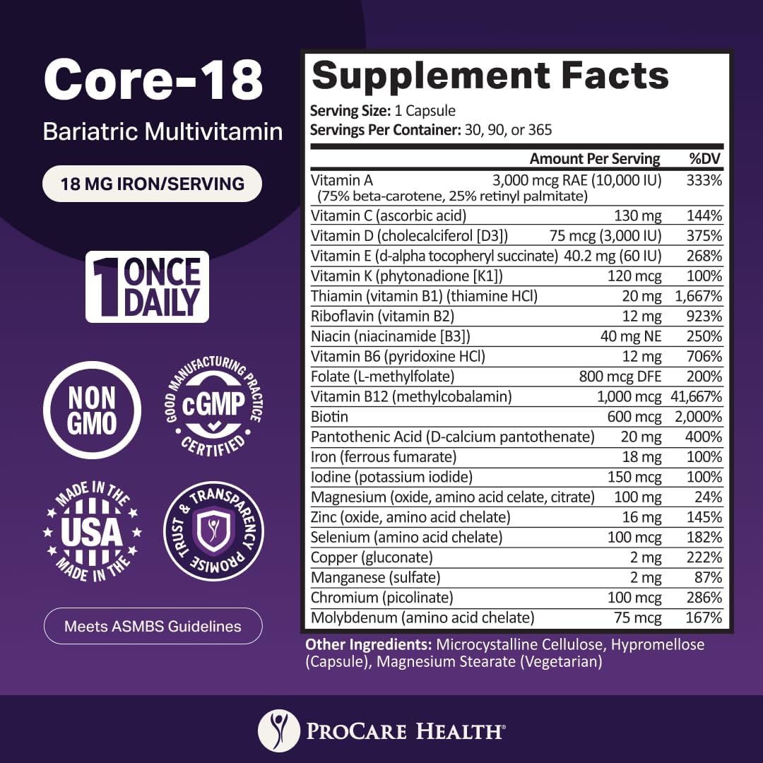 ProCare Health Bariatric Multivitamin with Iron – Post-Op Support, 90 Capsules (3 Month Supply) - görsel 3