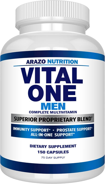 Arazo Nutrition Vital One Multivitamin for Men – Daily Wholefood Supplement (150 Vegan Capsules)