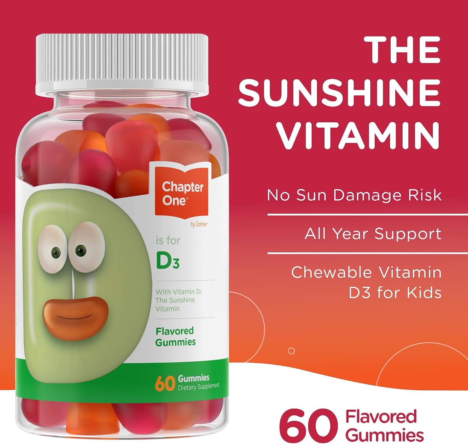 Zahler Chapter One Vitamin D3 Gummies - Immunity & Bone Support for Kids - 60 Count - görsel 2