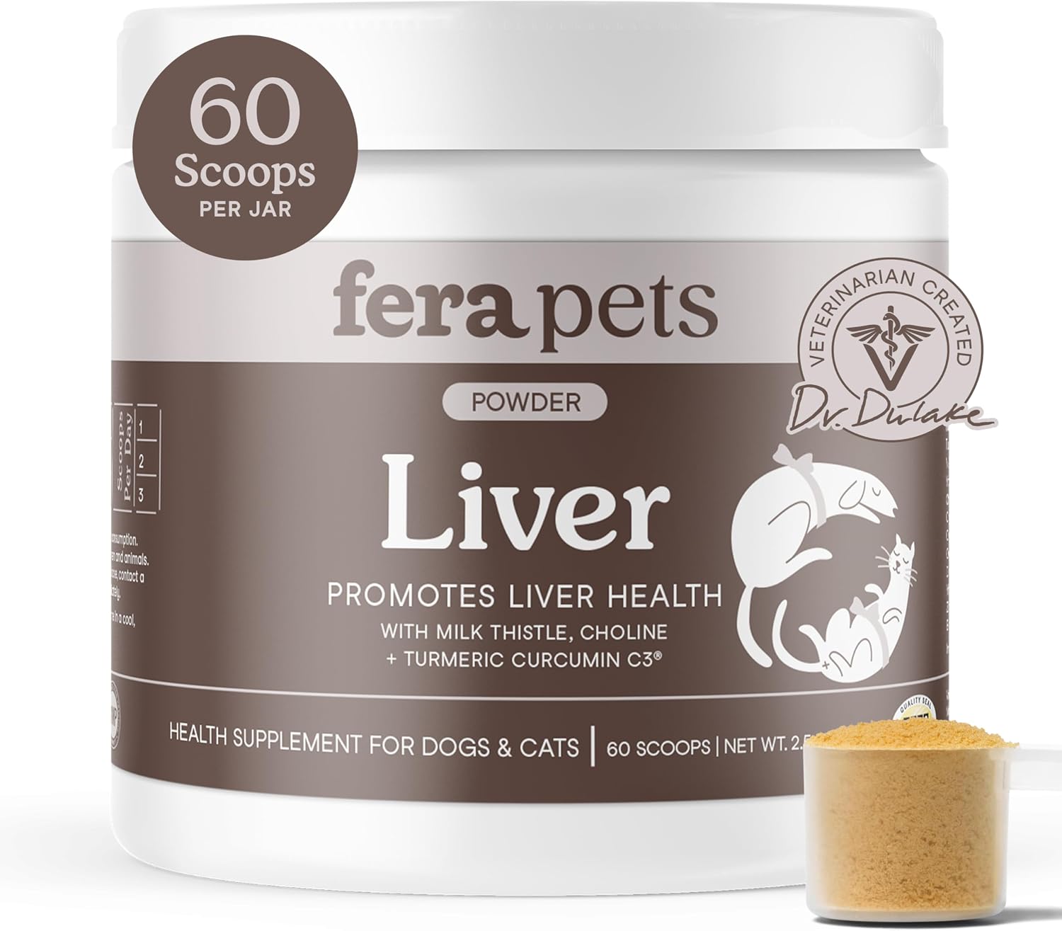 Fera Pets Cat & Dog Liver Supplement Powder with Milk Thistle – 60 Scoops - görsel 1