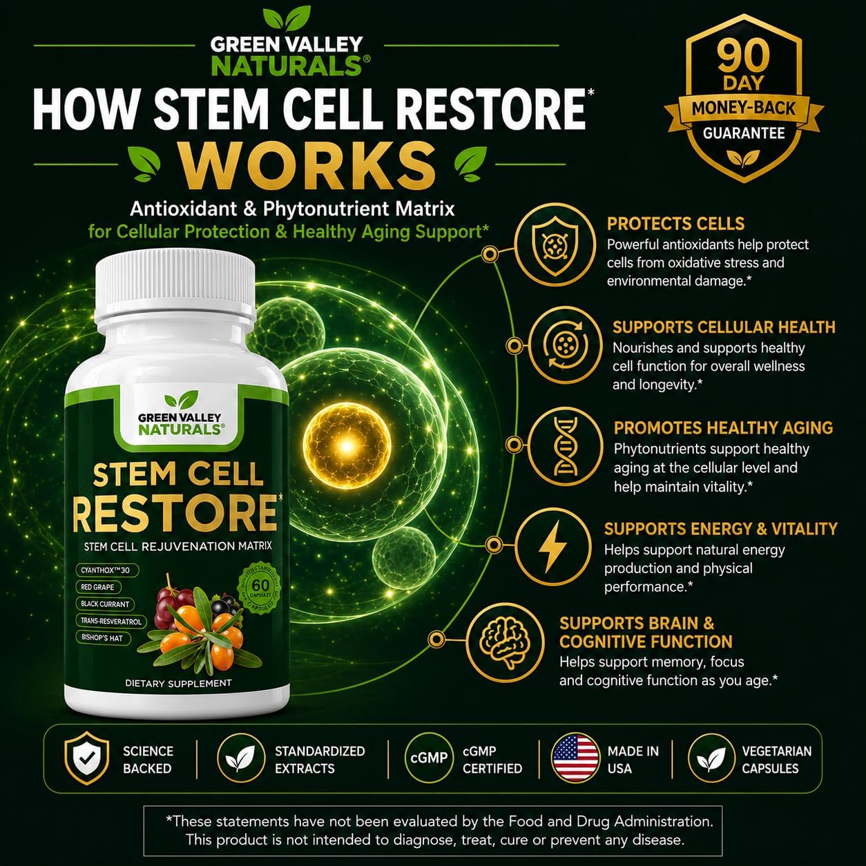 Stem Cell Restore | Cellular Support & Healthy Ageing Antioxidant Supplement with CyanthOx™ 30 - görsel 2