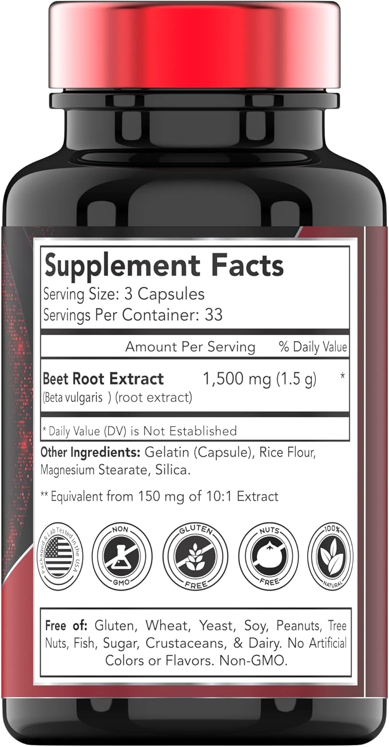 Beetroot Capsules 1500 mg – 100 Capsules | TNVitamins - görsel 2